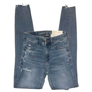 American Eagle NWT High Rise Jegging Next Level Stretch Medium Indigo Wash Sz 00